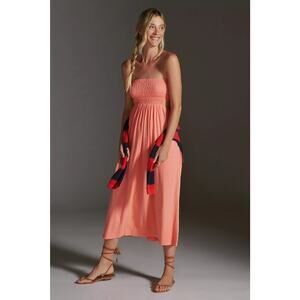 New Anthropologie Sundry Smock Top Cutout Midi Dress $228 SMALL (1) Light Orange